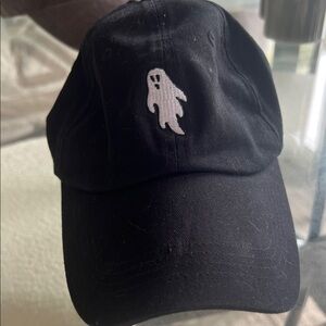 Black Cap with Ghost Embroidery